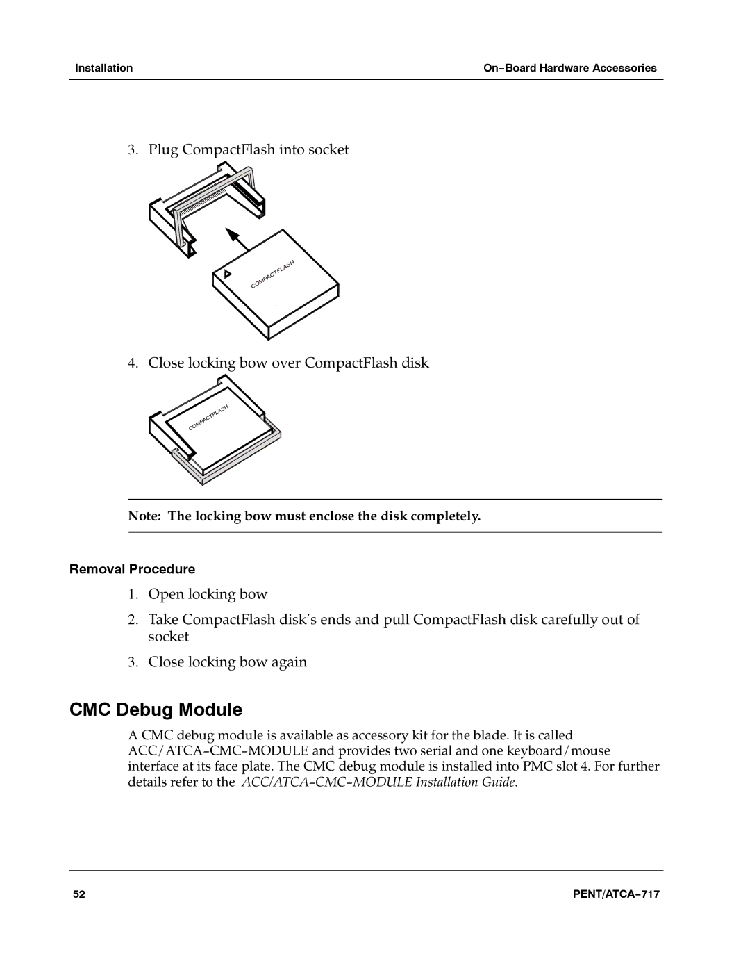 Motorola ATCA-717 manual CMC Debug Module, Removal Procedure 