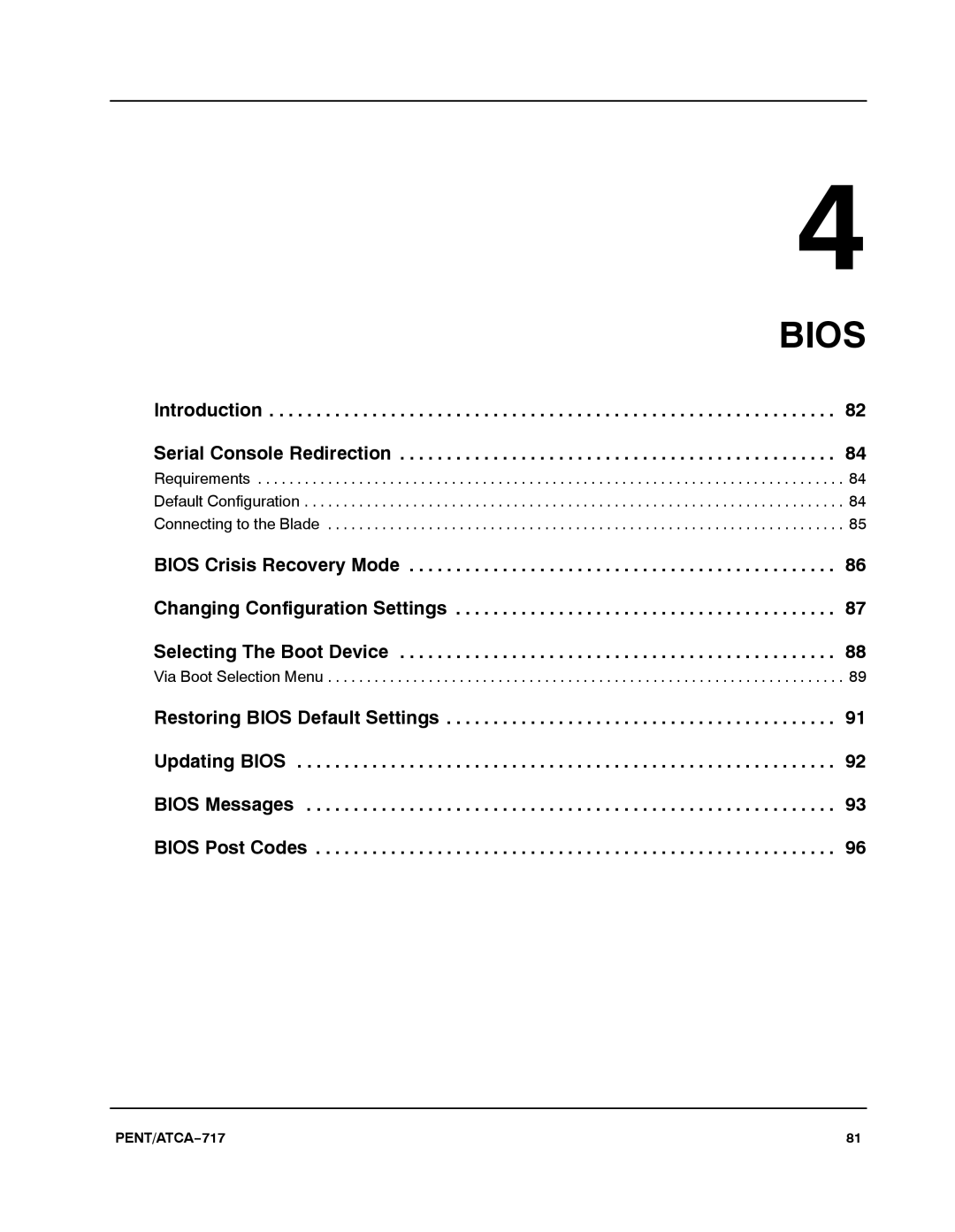 Motorola ATCA-717 manual Bios 