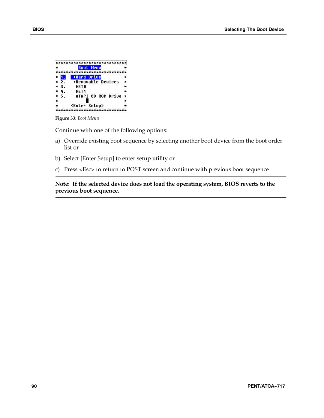 Motorola ATCA-717 manual Boot Menu 