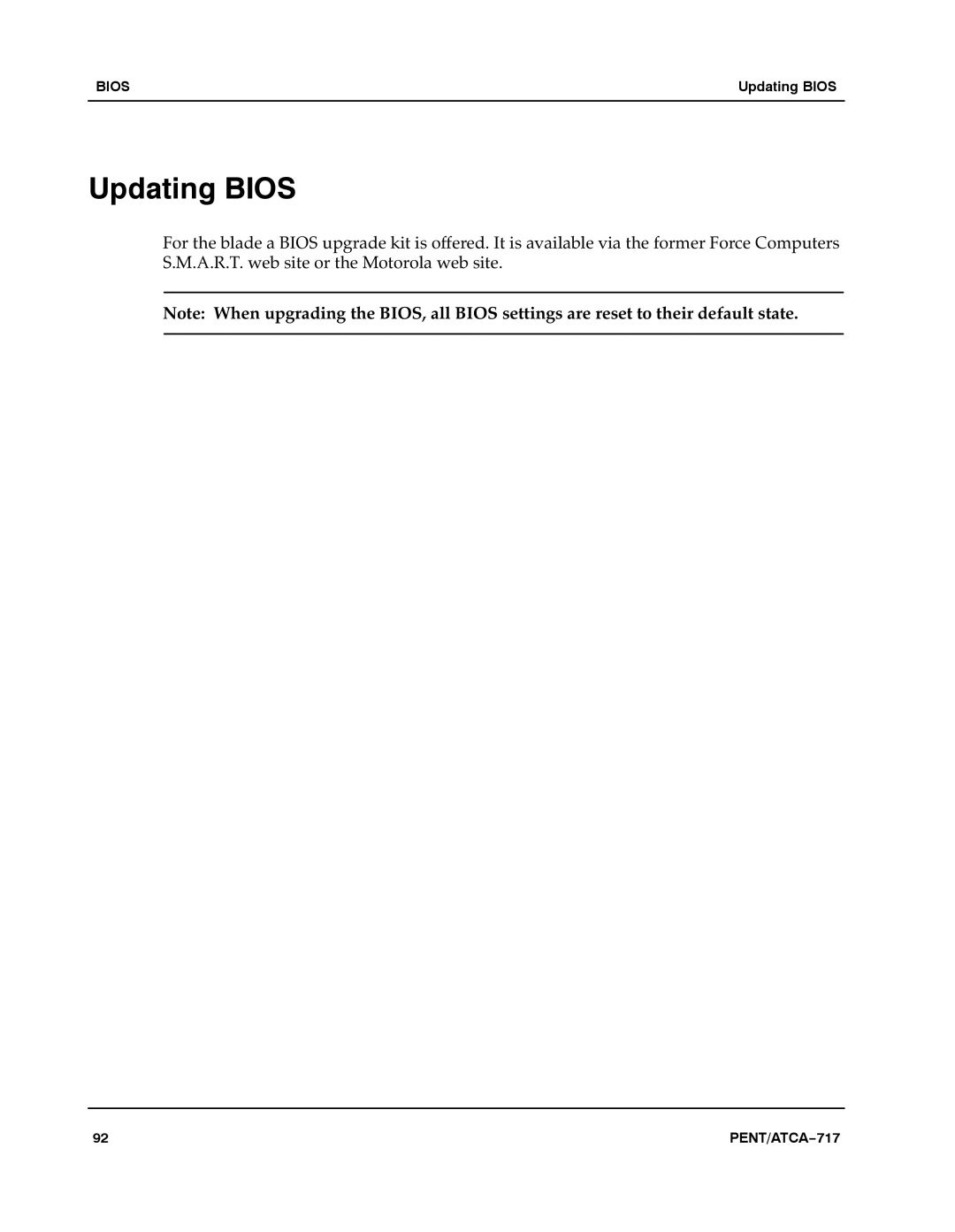 Motorola ATCA-717 manual Updating Bios 