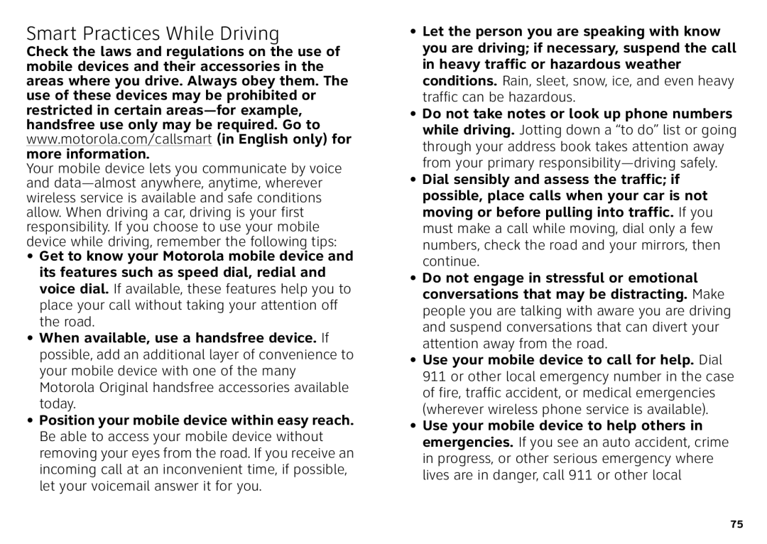 Motorola Atrix 4G manual Smart Practices While Driving 