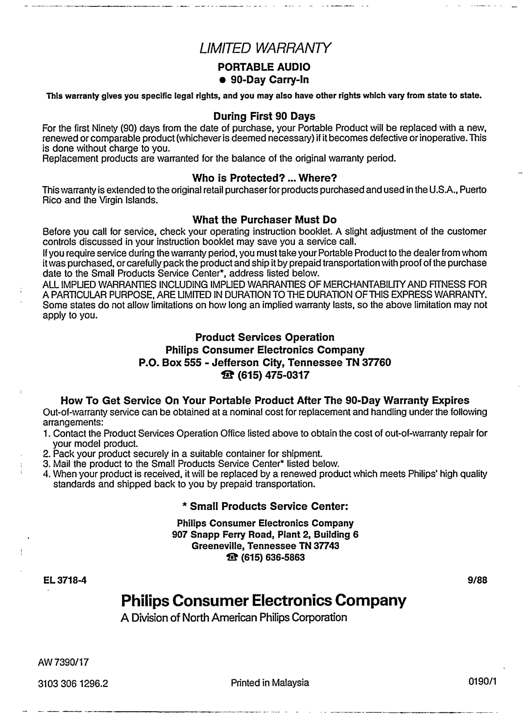 Motorola AW 7390 manual 