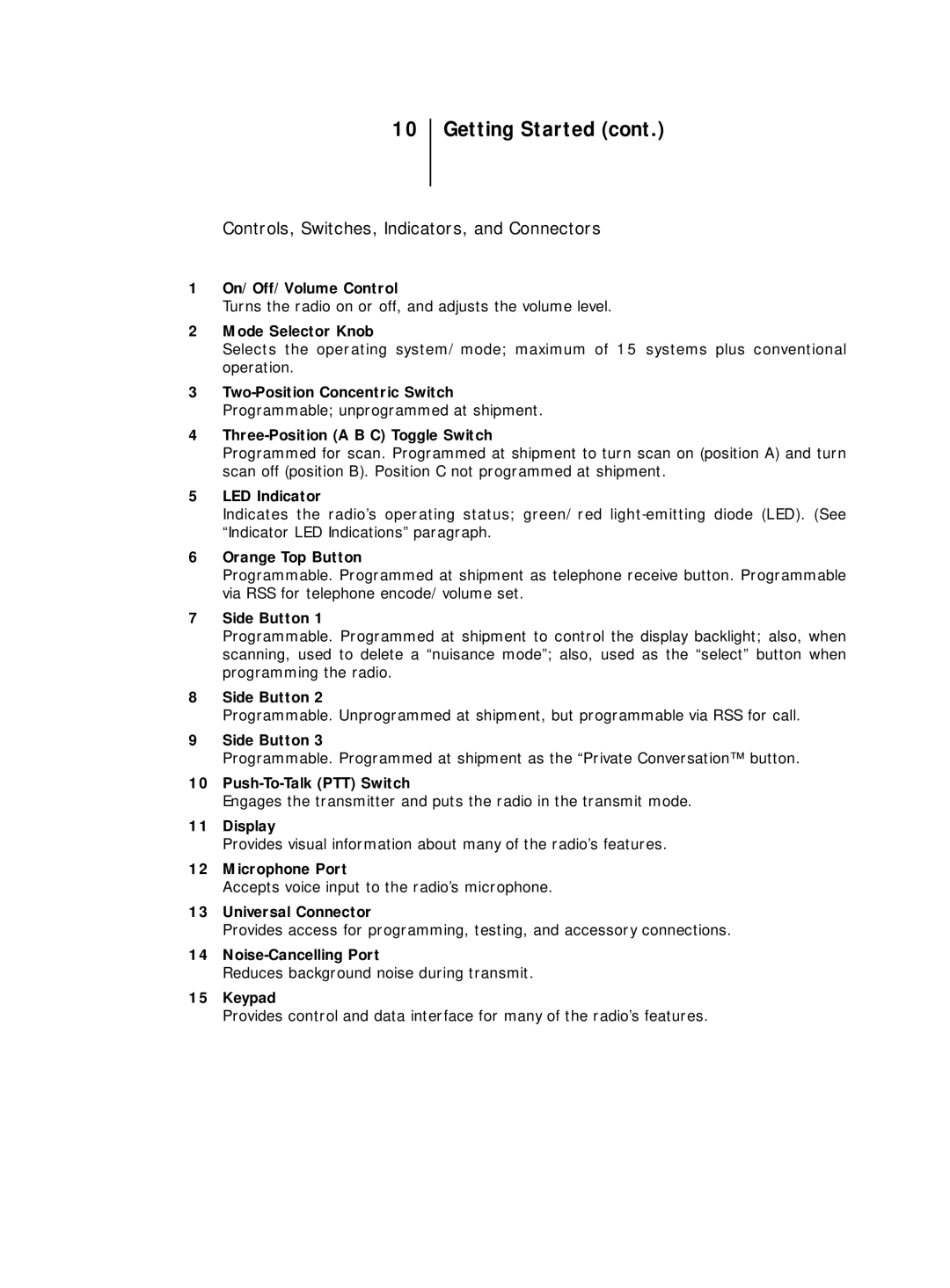 Motorola B7, B5 operating instructions Controls, Switches, Indicators, and Connectors 