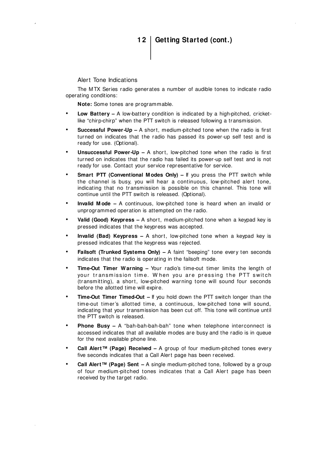 Motorola B5, B7 operating instructions Alert Tone Indications 