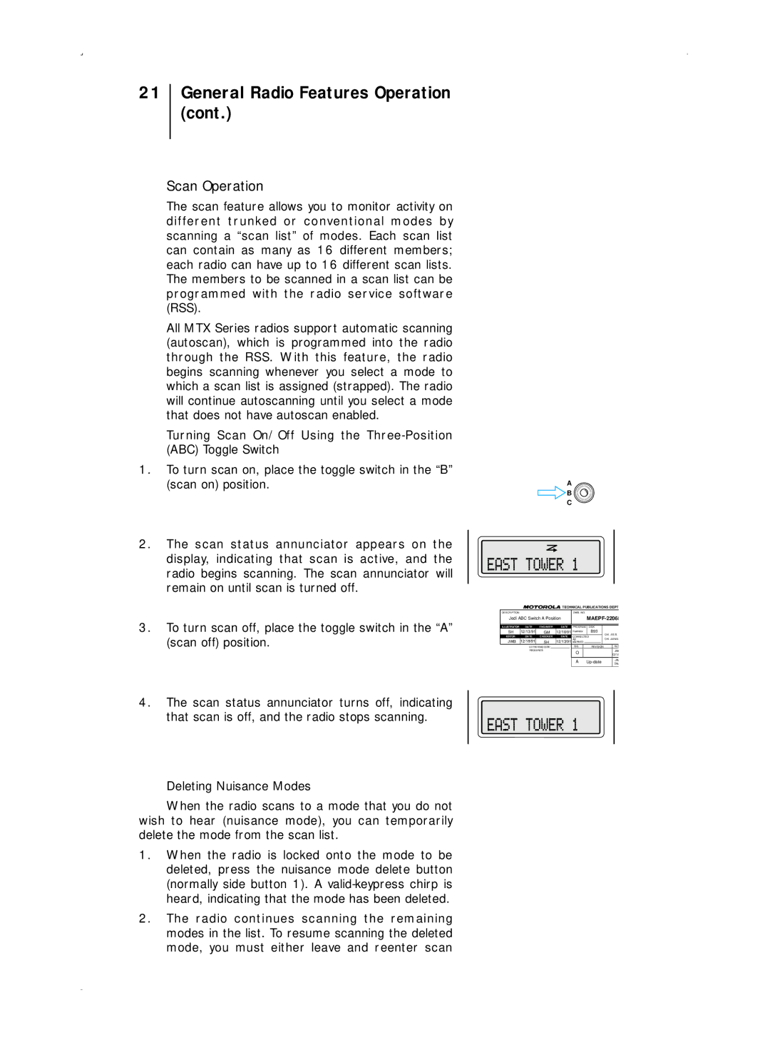 Motorola B7, B5 operating instructions Scan Operation, MAEPF-2206 