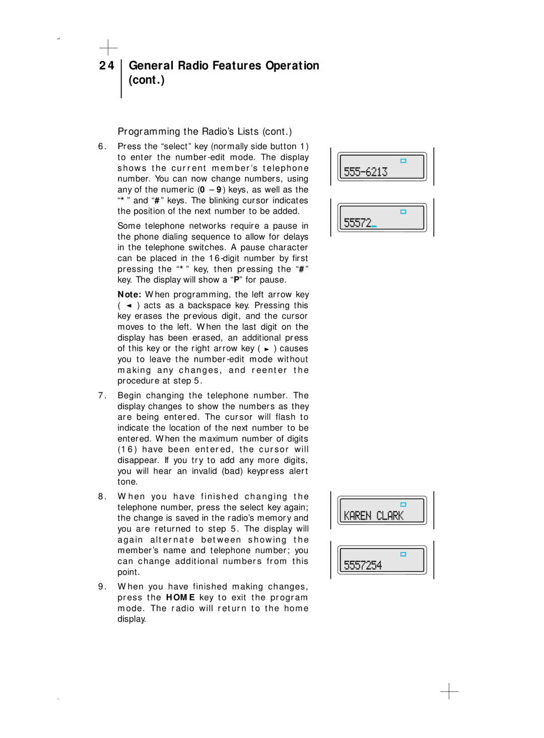 Motorola B5, B7 operating instructions General Radio Features Operation 