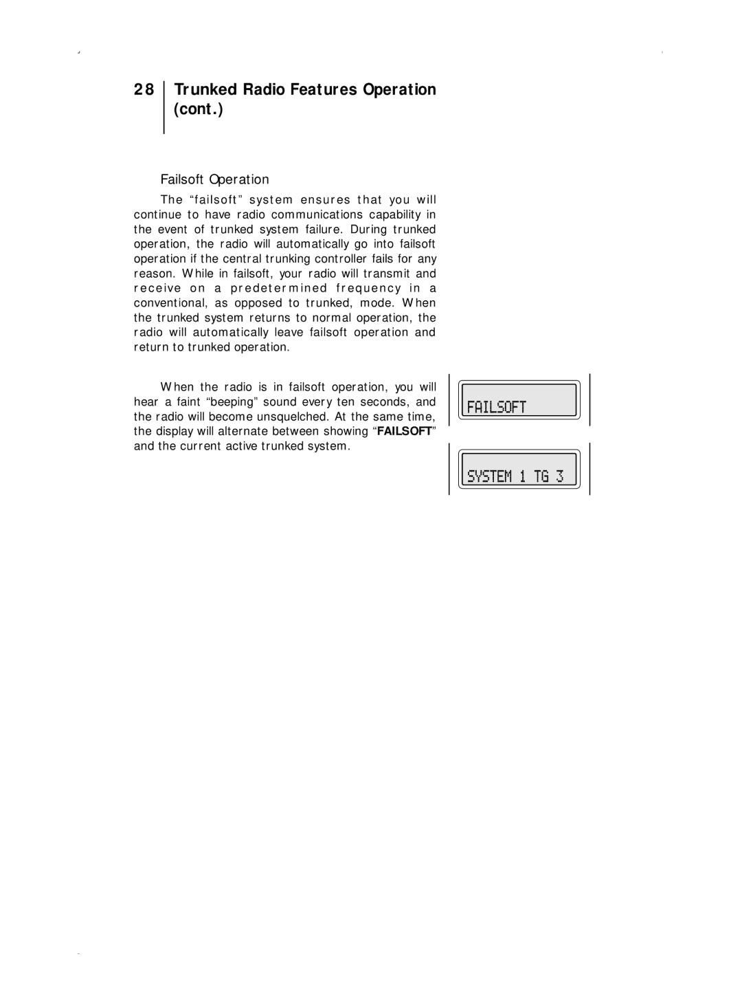 Motorola B5, B7 operating instructions Failsoft Operation 