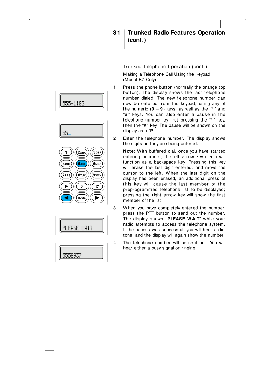 Motorola B7, B5 operating instructions B C E F K L 