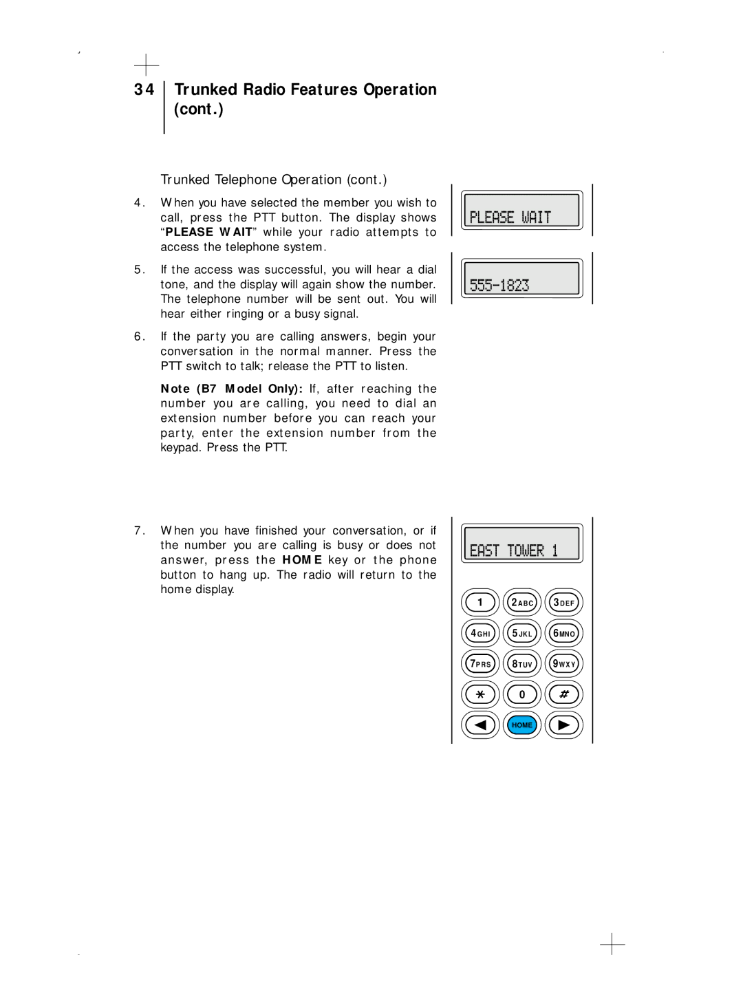 Motorola B5, B7 operating instructions Trunked Radio Features Operation 