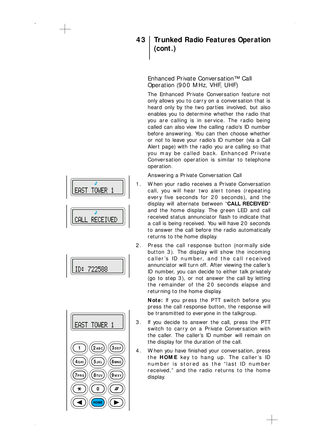 Motorola B7, B5 operating instructions Trunked Radio Features Operation 