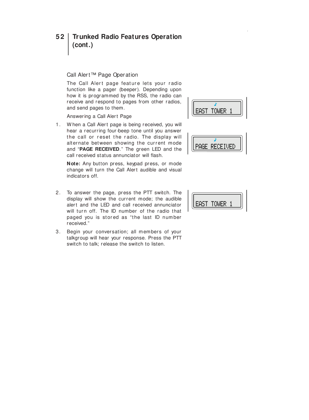 Motorola B5, B7 operating instructions Call Alert Page Operation 