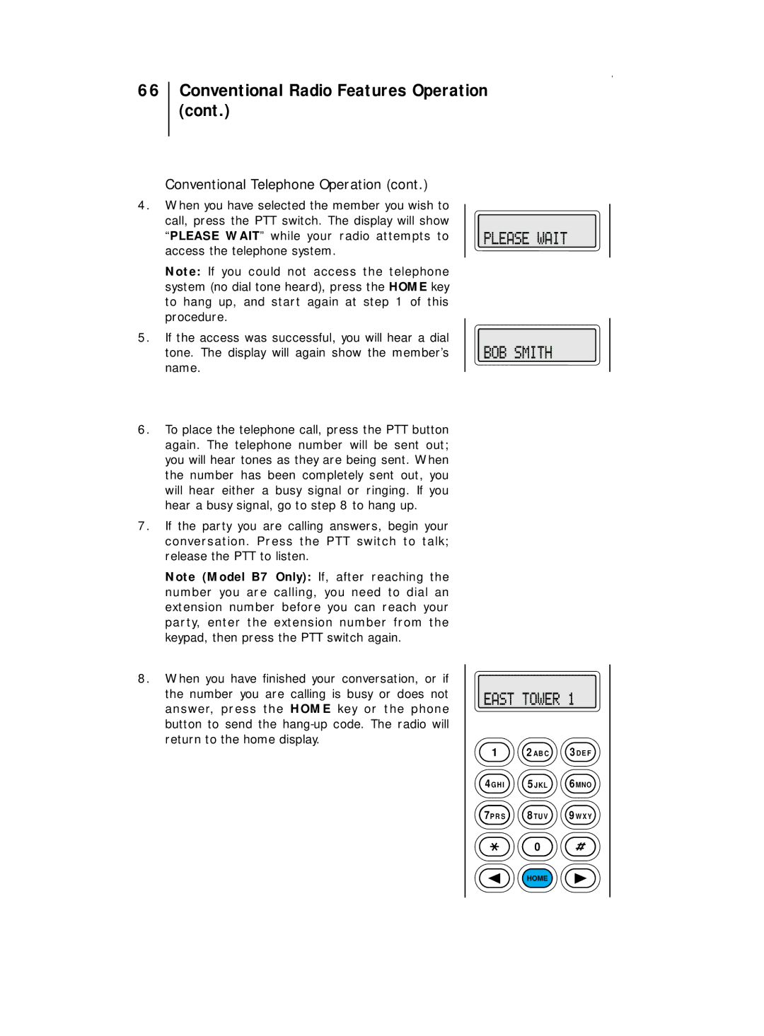 Motorola B5, B7 operating instructions Conventional Radio Features Operation 