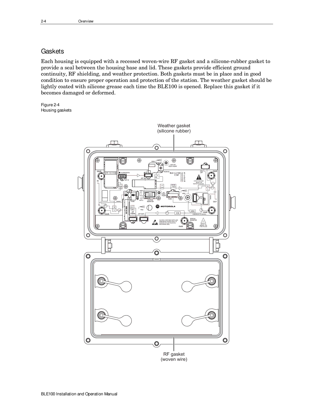 Motorola BLE100 operation manual Gaskets, Housing gaskets 