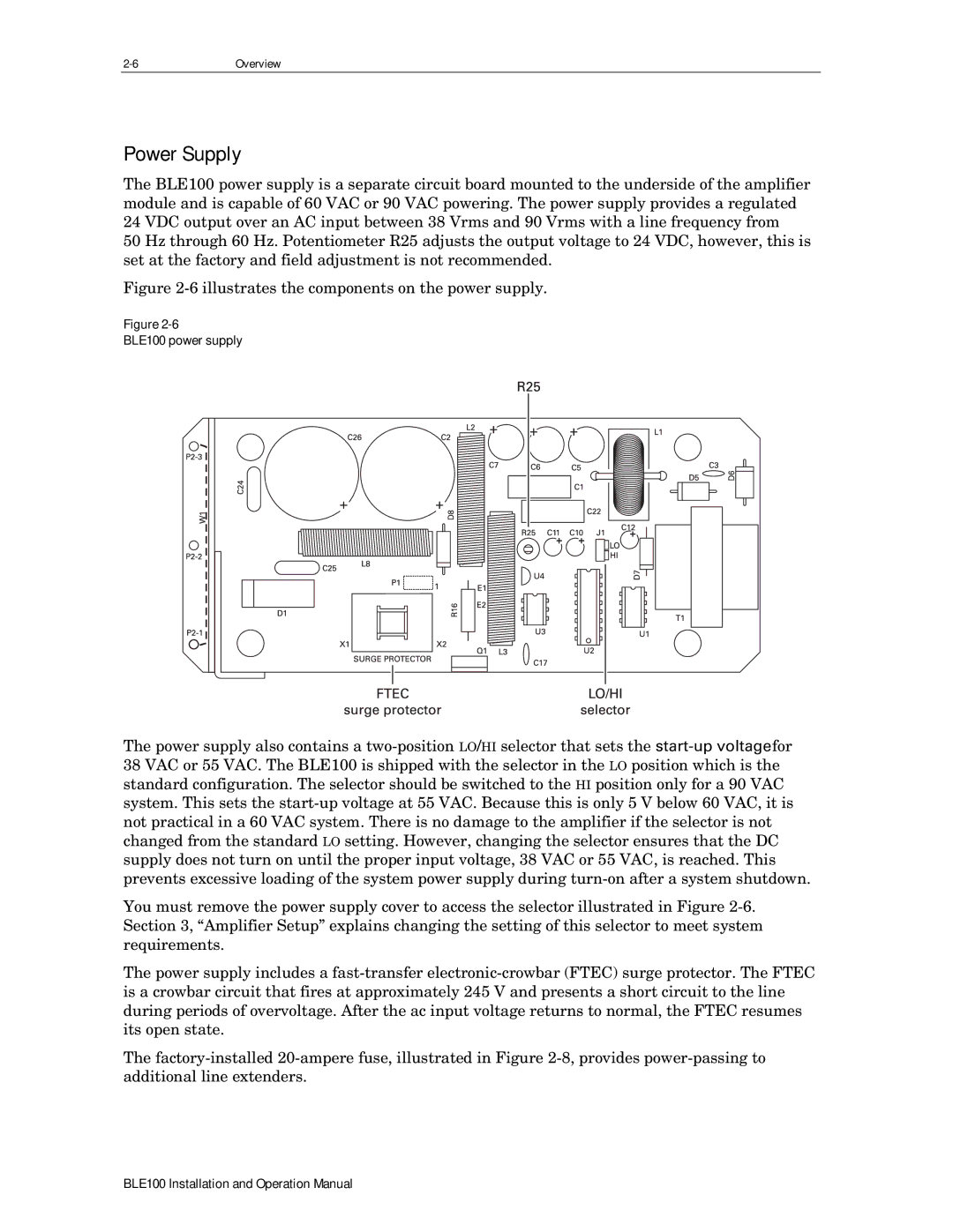 Motorola operation manual Power Supply, BLE100 power supply 