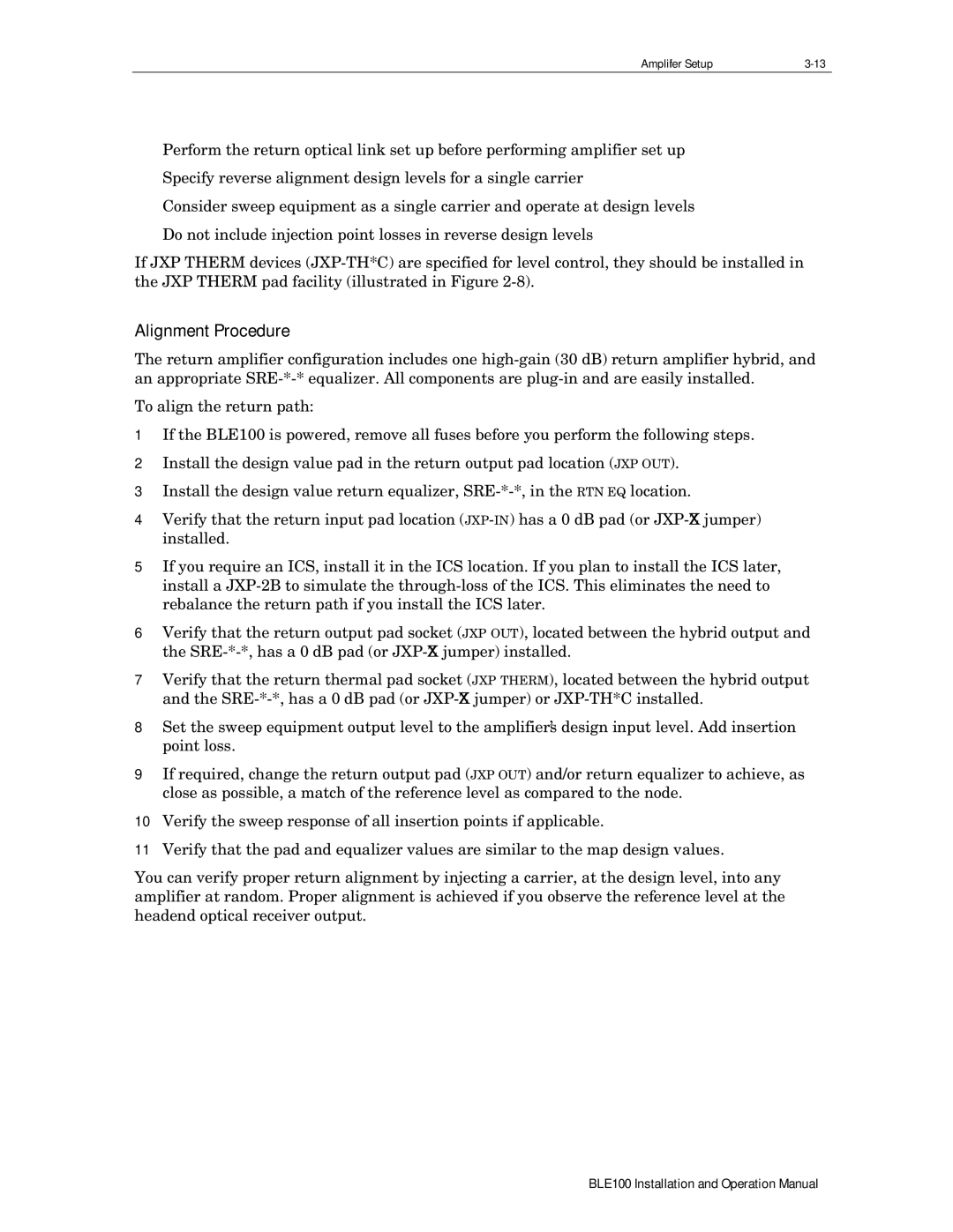 Motorola BLE100 operation manual Alignment Procedure 