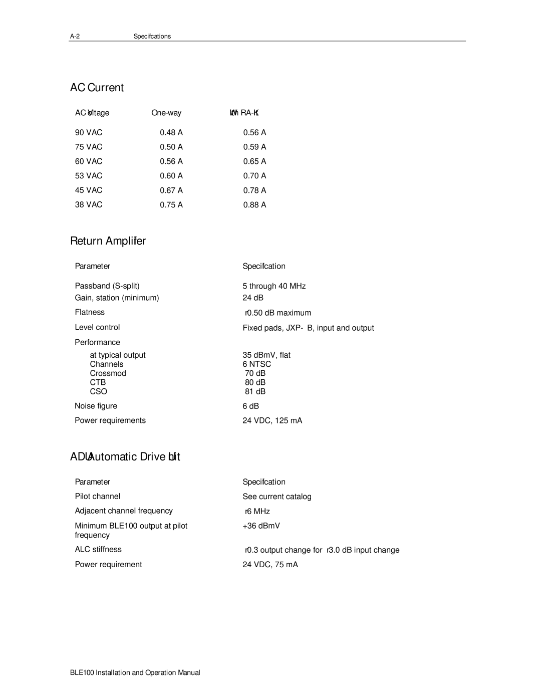 Motorola BLE100 operation manual AC Current, Return Amplifier, ADU Automatic Drive Unit 