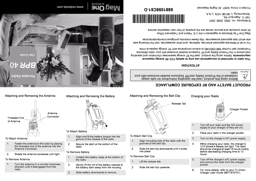 Motorola BPR40 operating instructions D-6881098C61, Compliance Exposure Rf And Safety Product, radio 