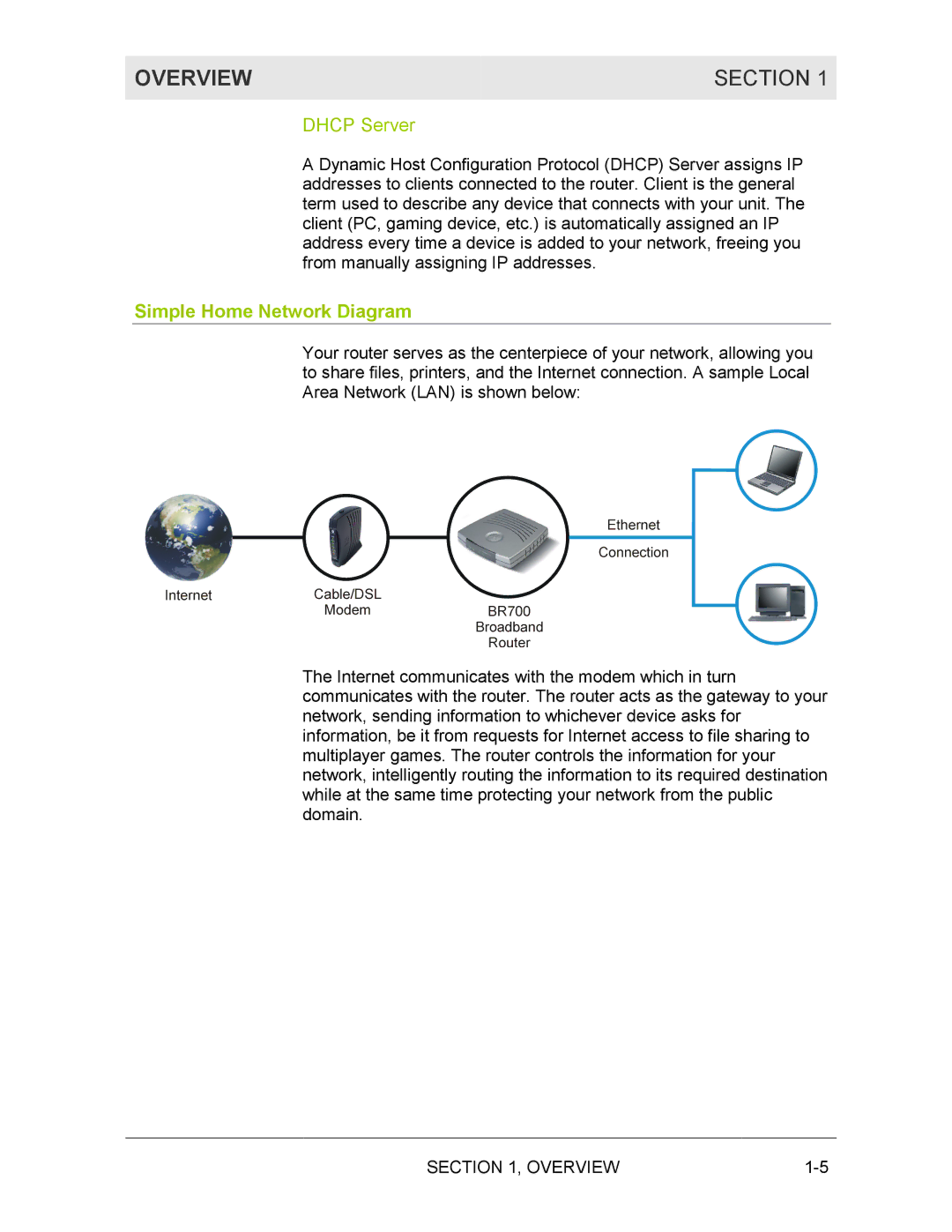 Motorola BR700 manual Dhcp Server, Simple Home Network Diagram 