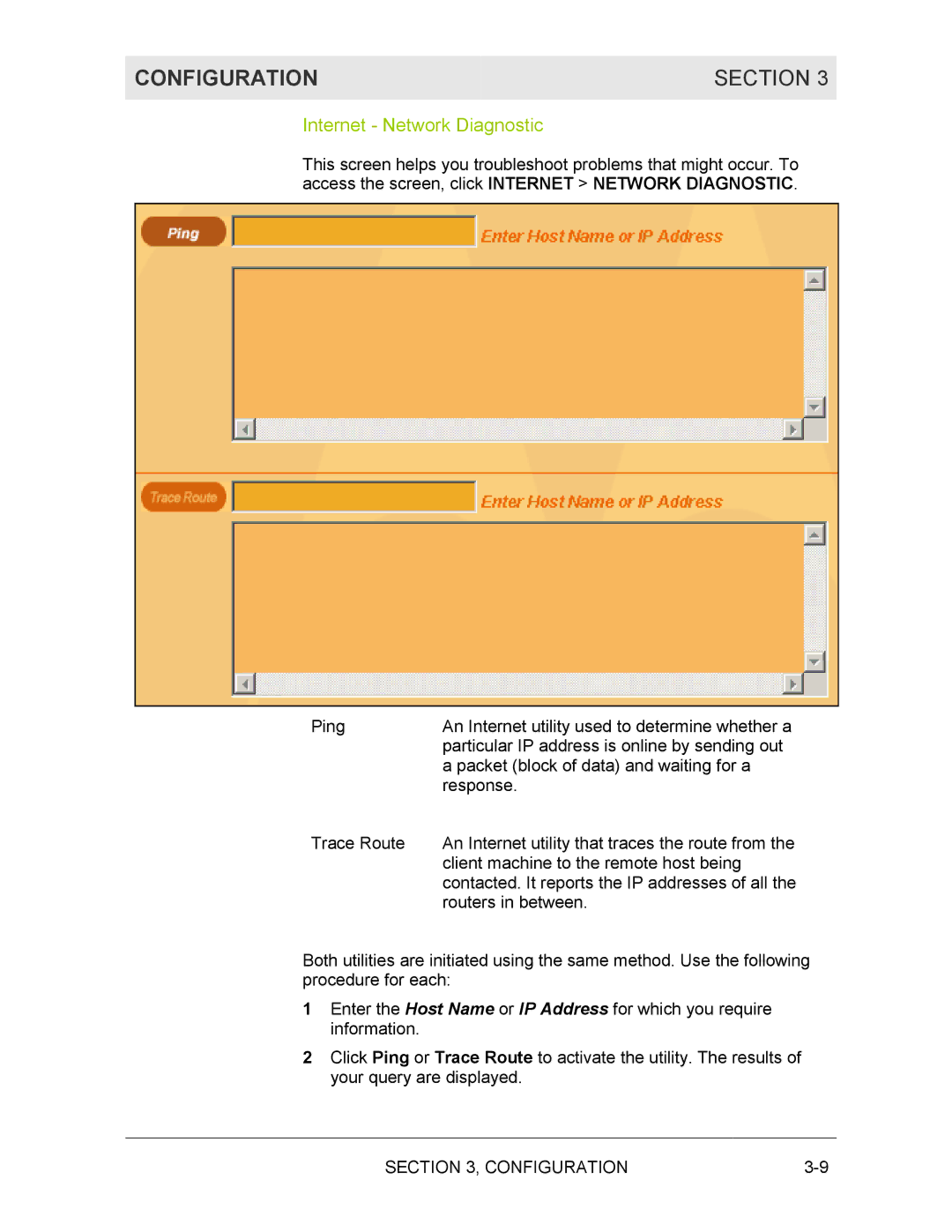 Motorola BR700 manual Internet Network Diagnostic 