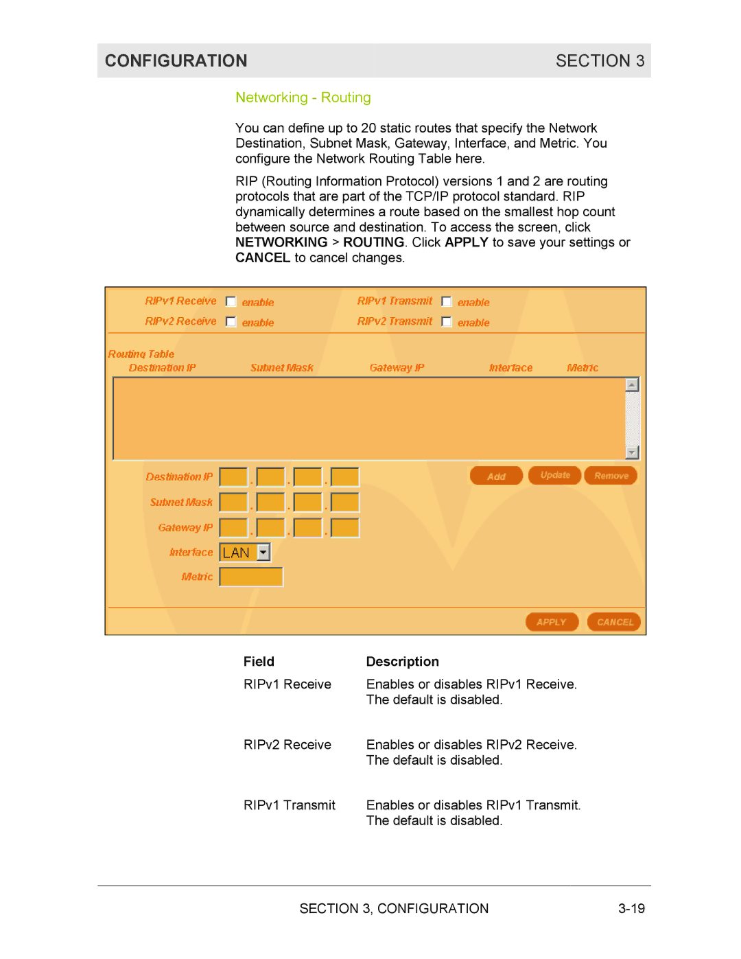 Motorola BR700 manual Configuration Section, Networking Routing 