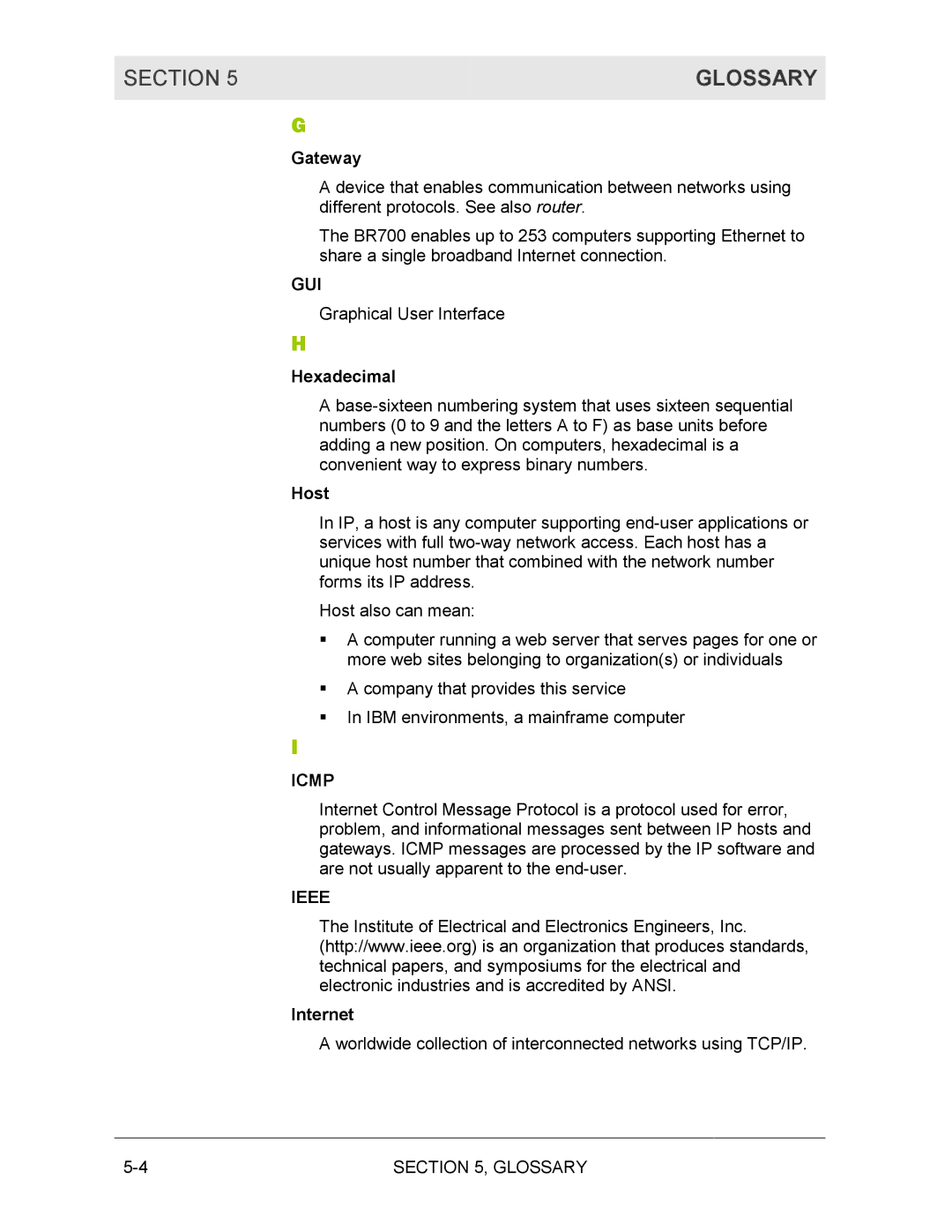 Motorola BR700 manual Gui, Icmp, Ieee 