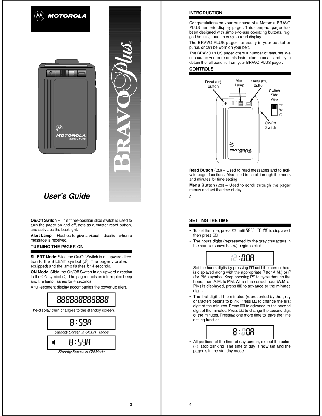 Motorola BRAVO PLUS instruction manual 888888888888, 859a, 1200a, 800a 