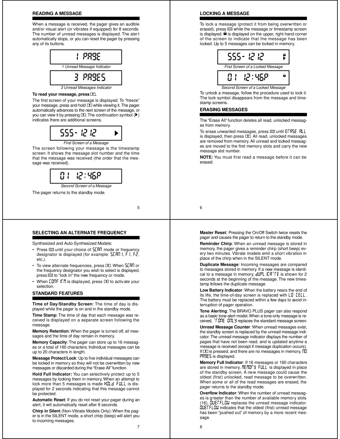 Motorola BRAVO PLUS instruction manual 555-1212, Pages 01 1246p 