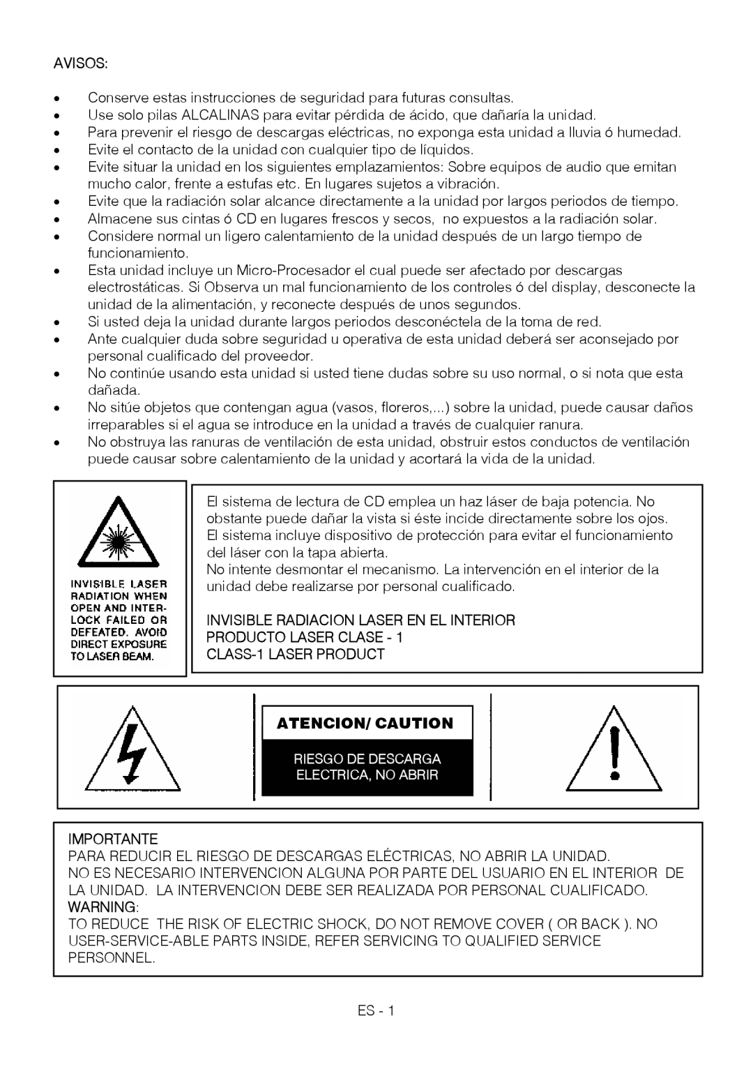 Motorola BSA-1520 instruction manual Avisos, Importante 