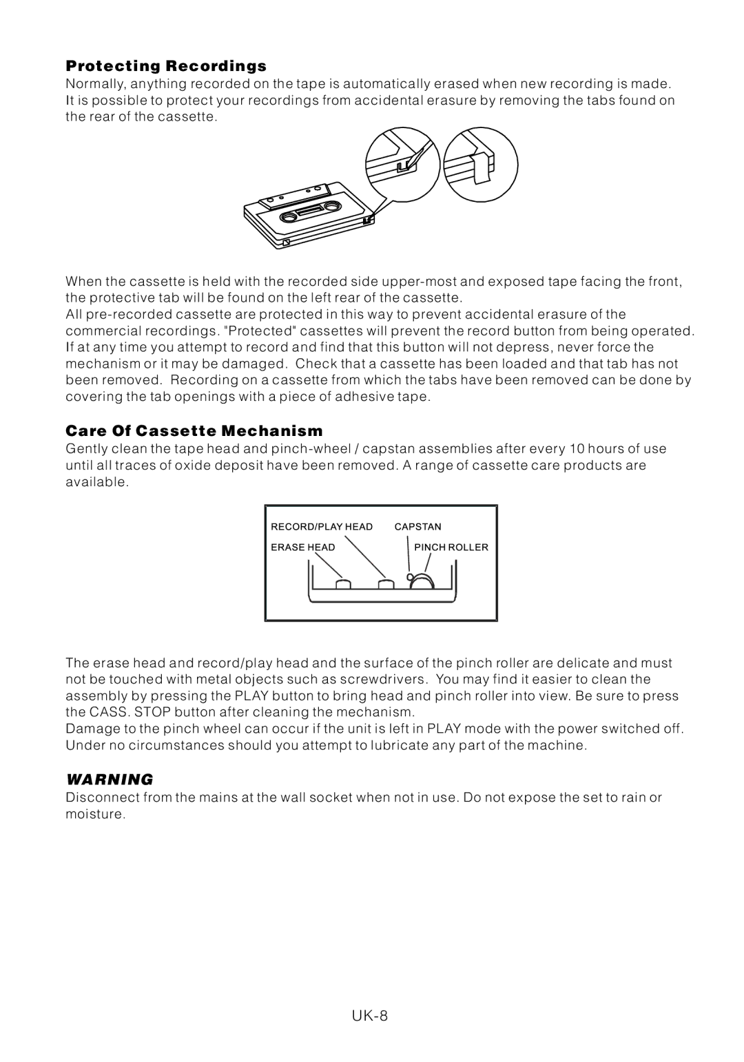 Motorola BSA-1520 instruction manual Protecting Recordings 