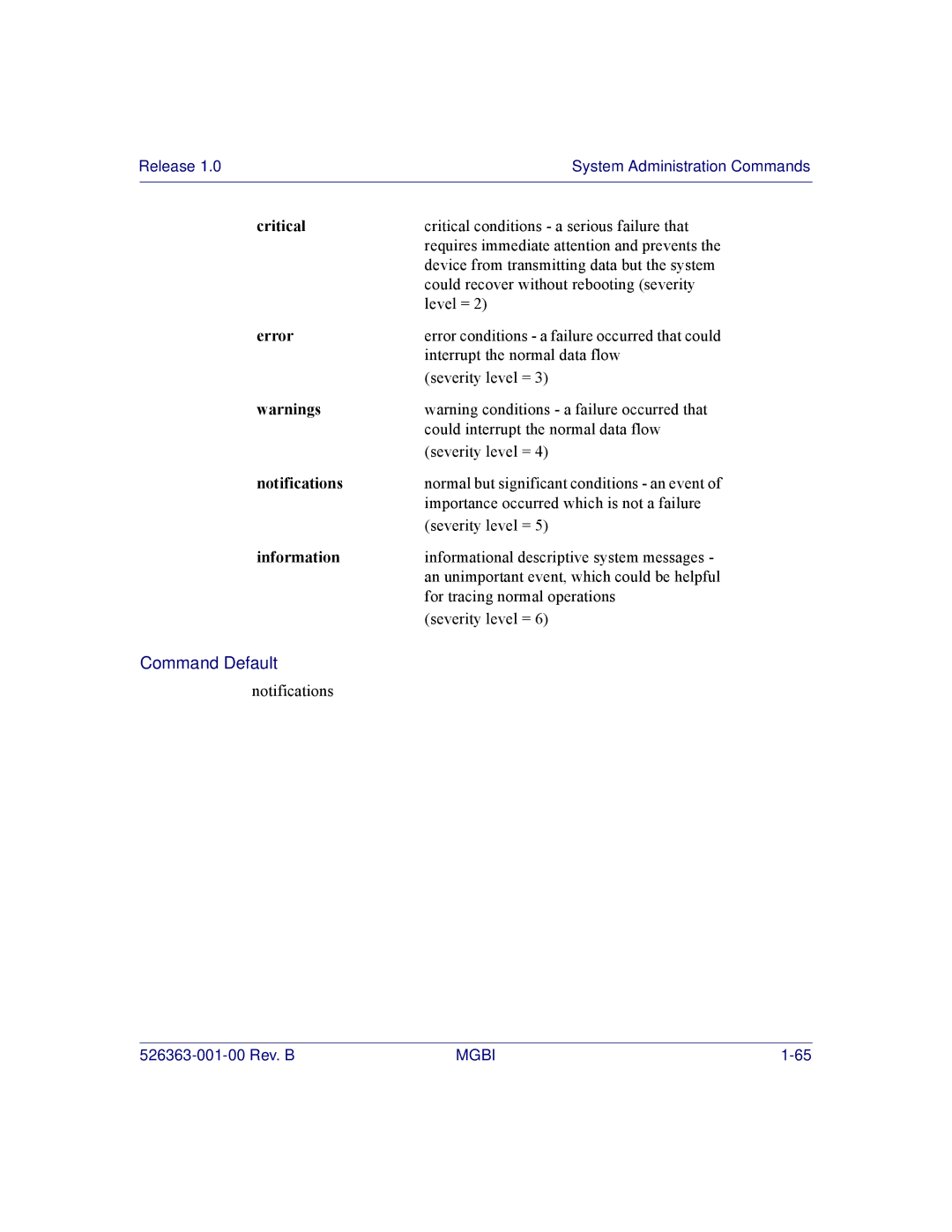 Motorola BSR 2000 manual Could recover without rebooting severity 