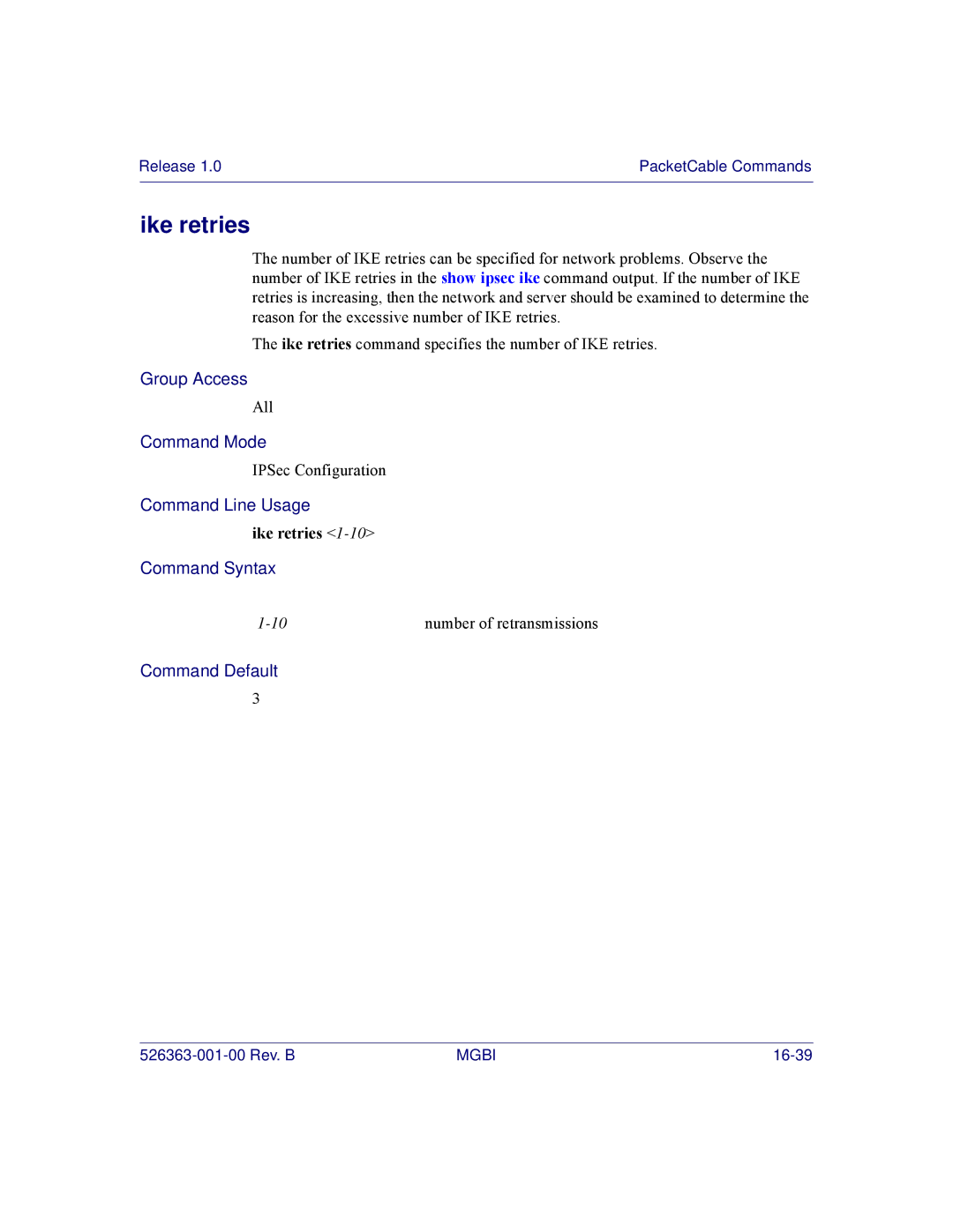 Motorola BSR 2000 manual Ike retries 