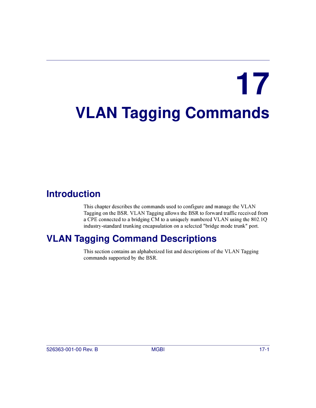 Motorola BSR 2000 manual Vlan Tagging Commands 