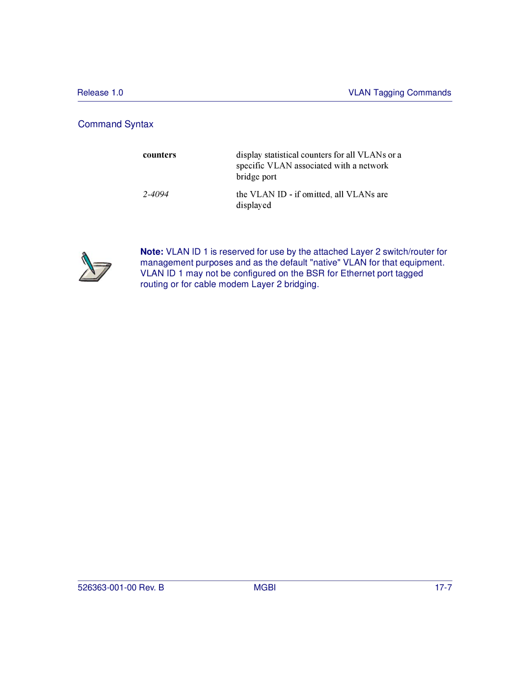 Motorola BSR 2000 manual Counters 