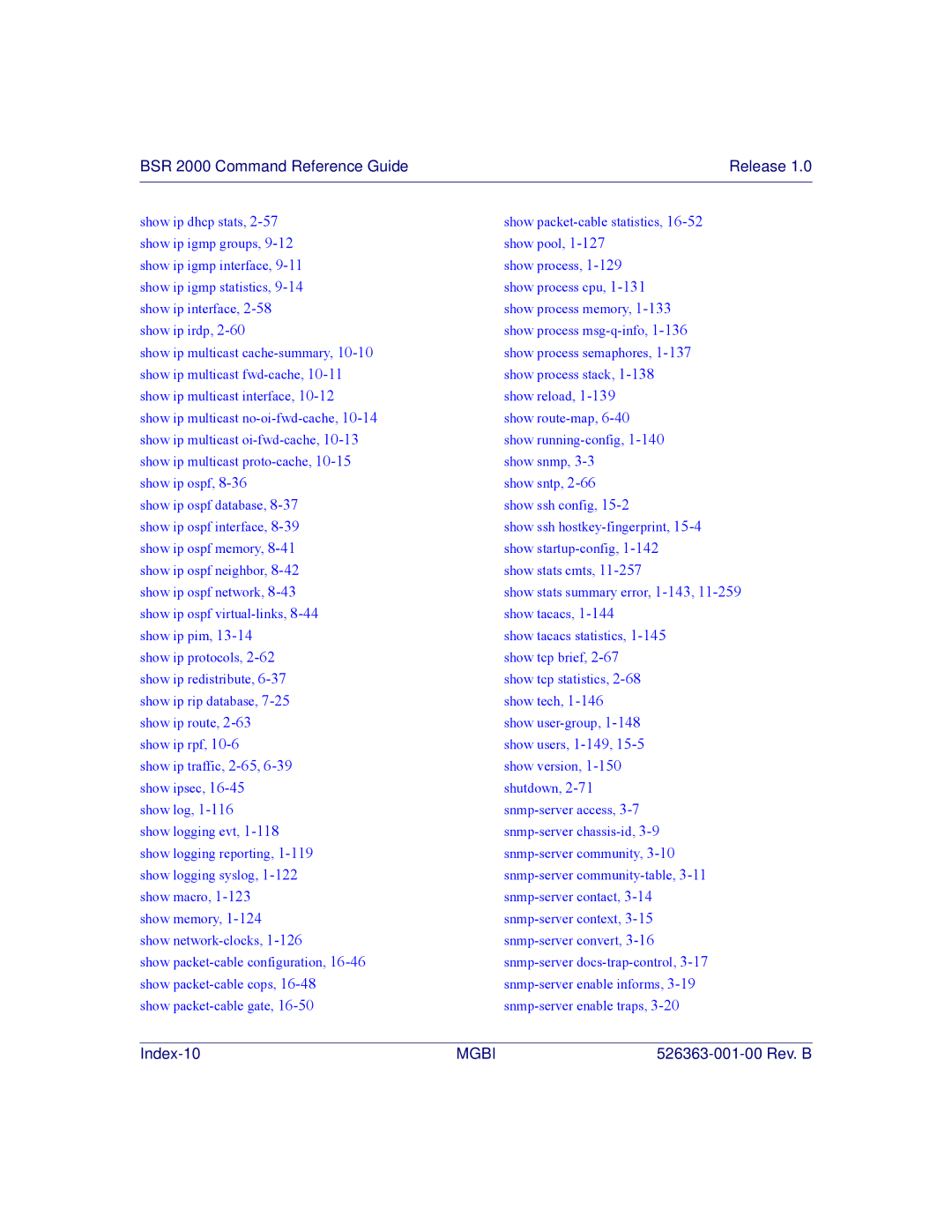 Motorola BSR 2000 manual Index-10 