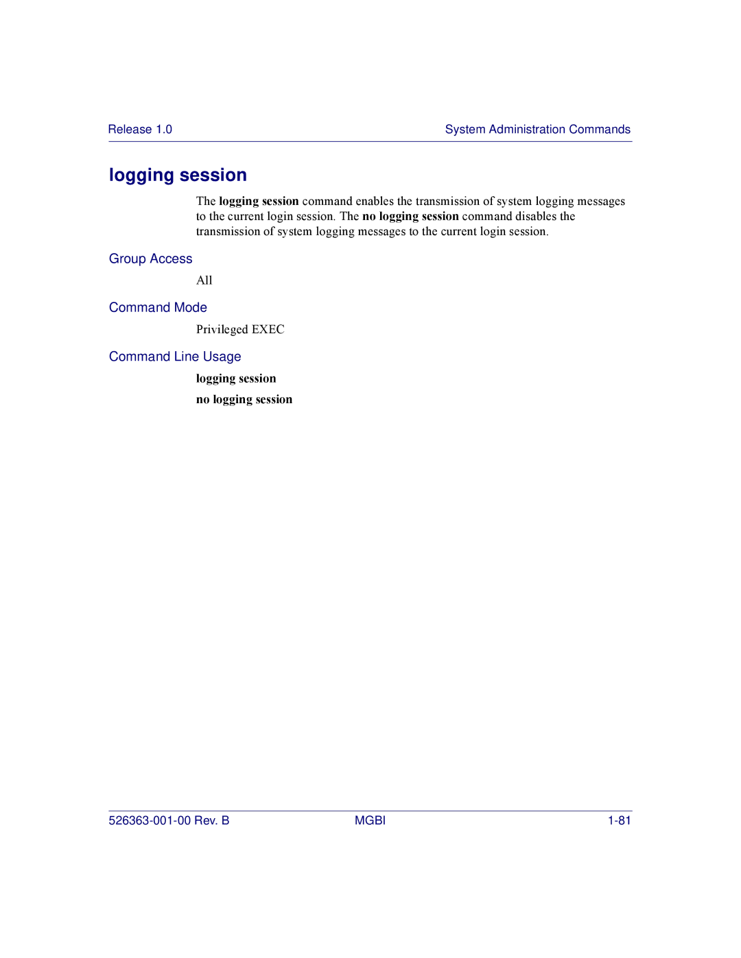 Motorola BSR 2000 manual Logging session no logging session 