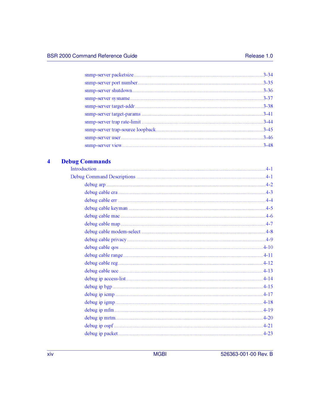 Motorola BSR 2000 manual Debug Commands 