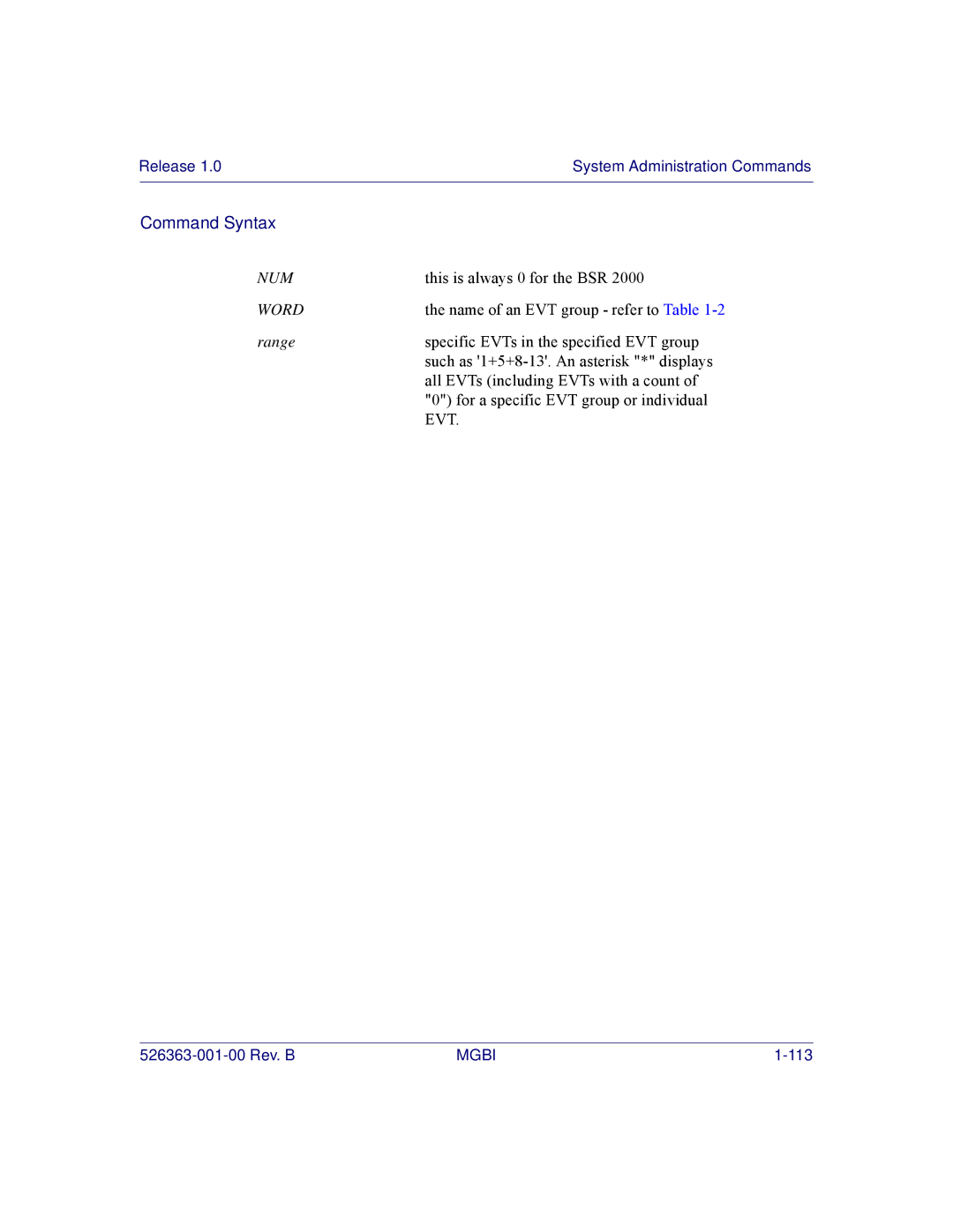 Motorola BSR 2000 manual Release 1.0System Administration Commands 