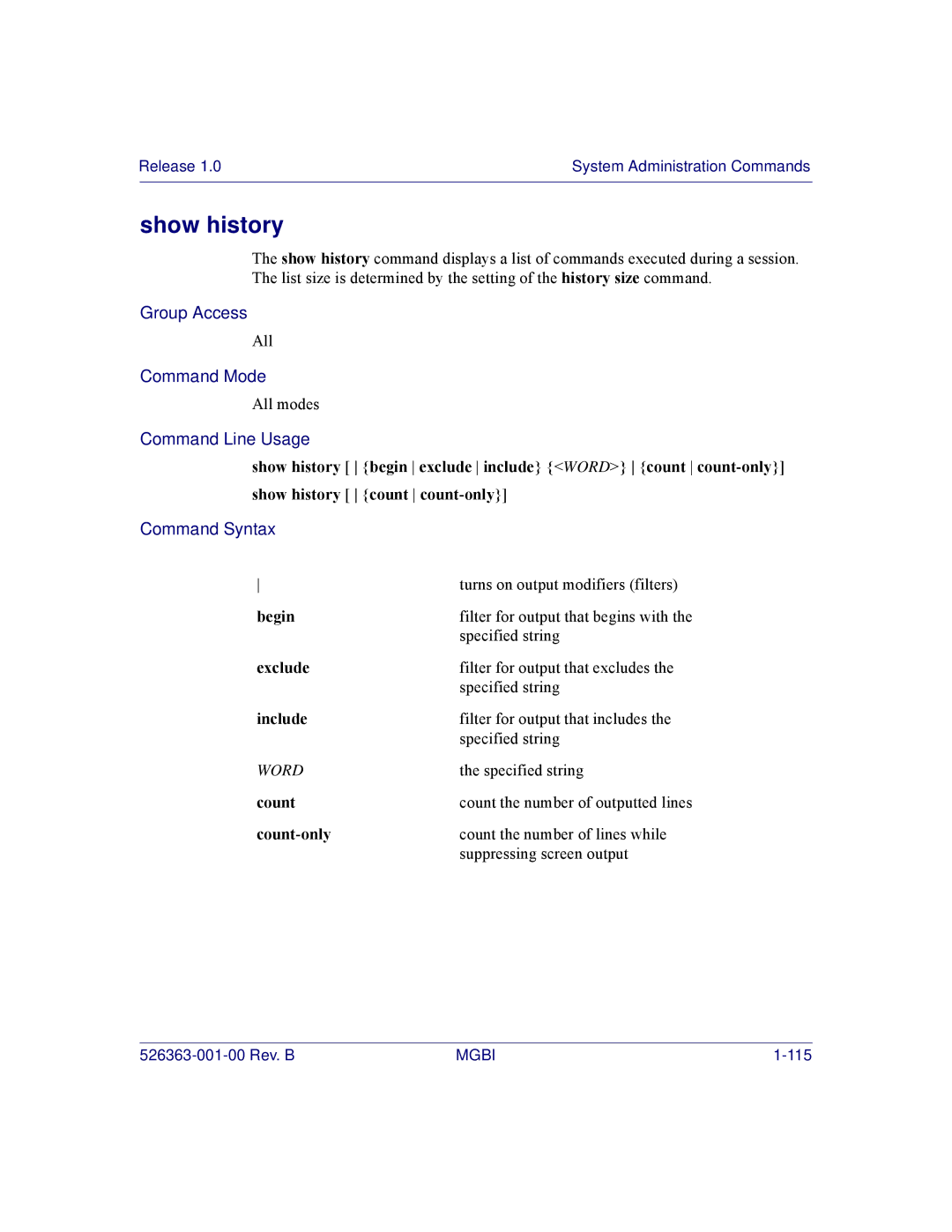 Motorola BSR 2000 manual Show history, Begin 