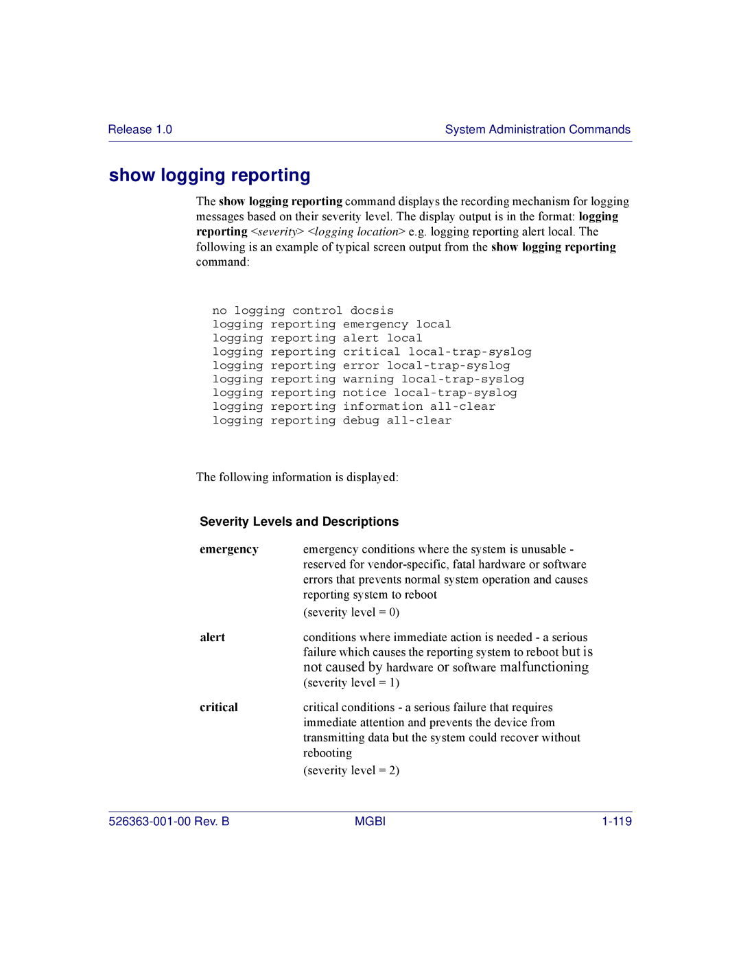 Motorola BSR 2000 manual Show logging reporting, Emergency 