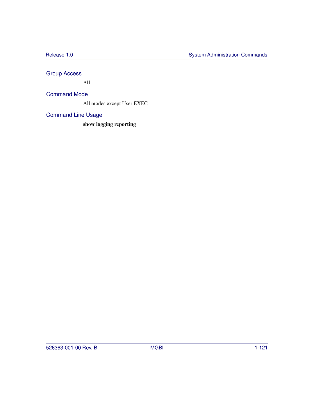 Motorola BSR 2000 manual Show logging reporting 