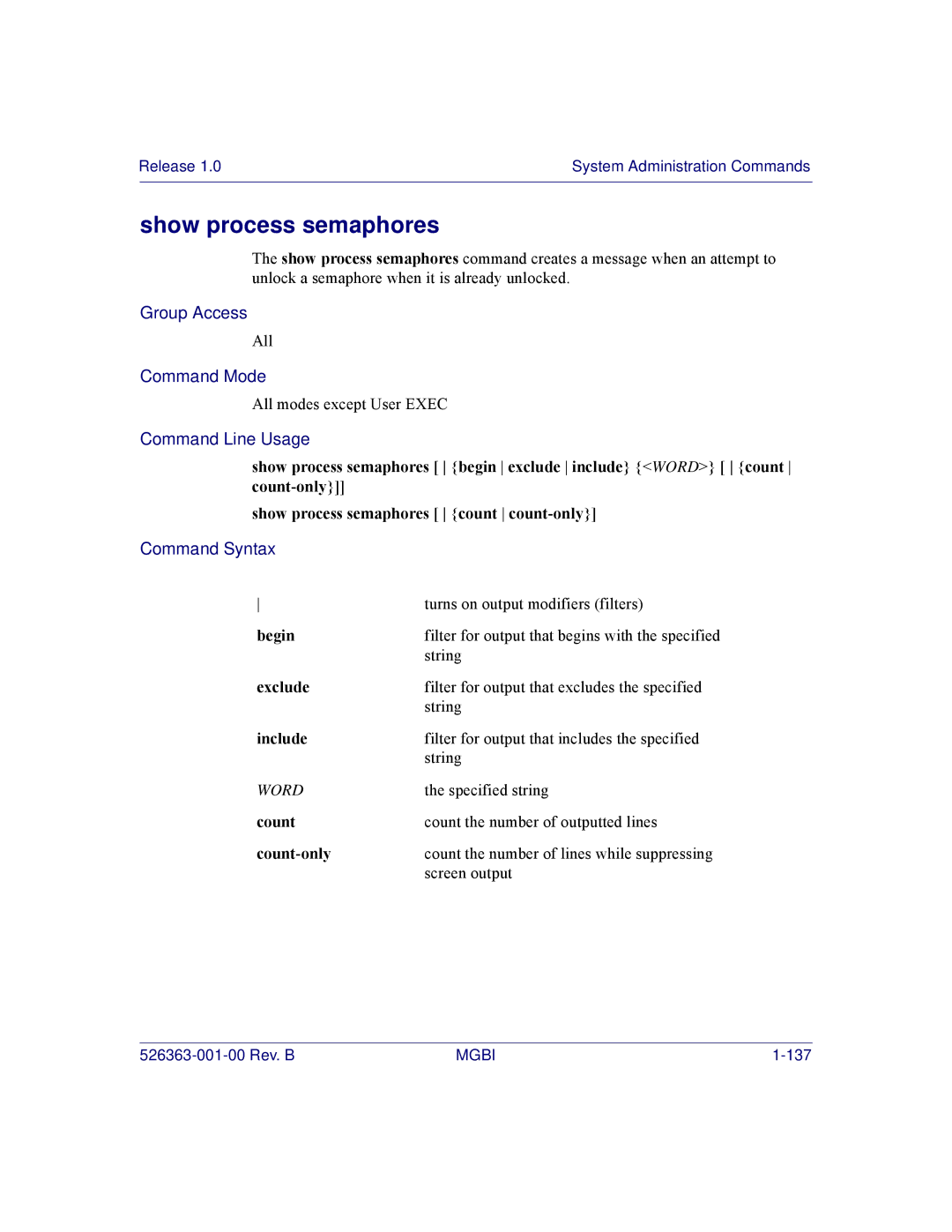 Motorola BSR 2000 manual Show process semaphores 