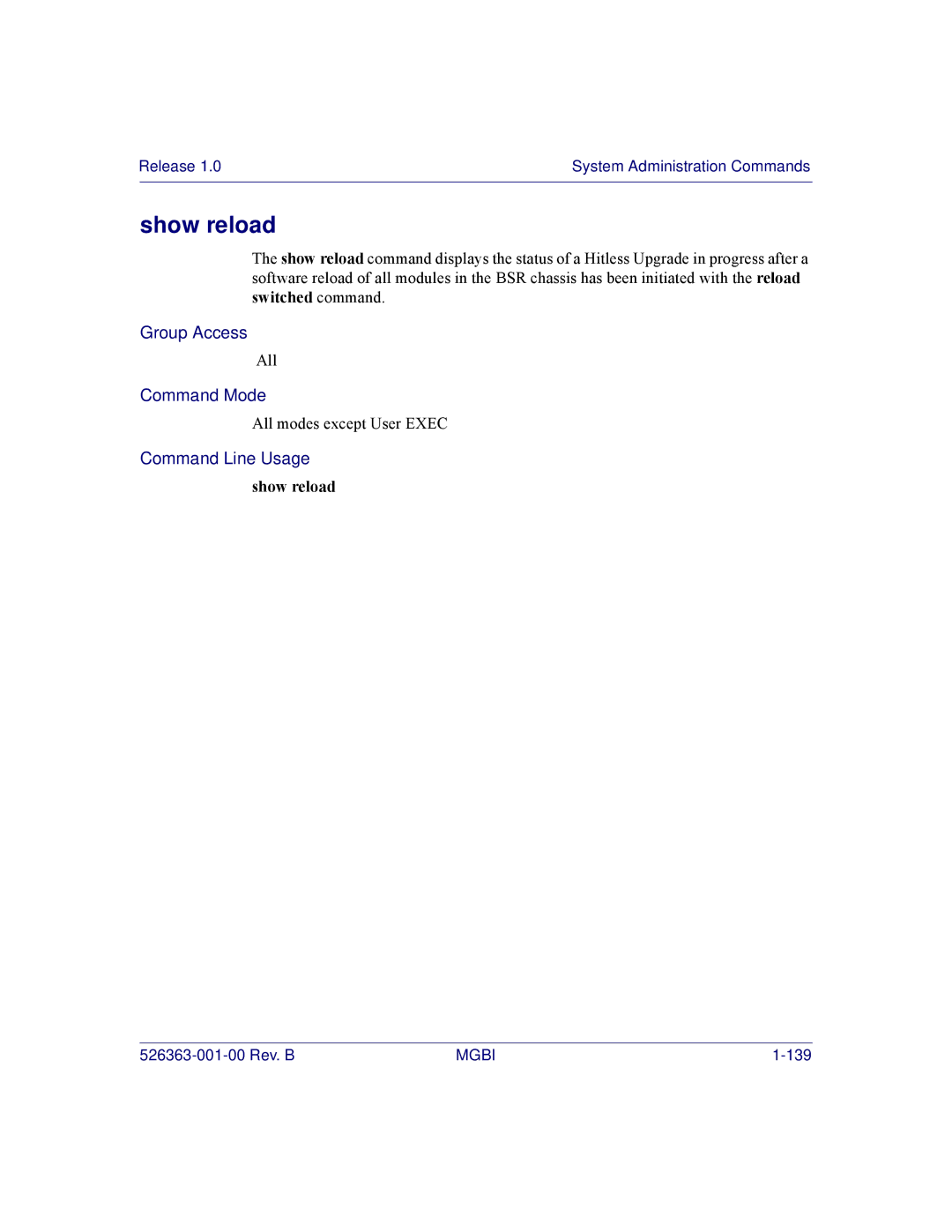 Motorola BSR 2000 manual Show reload 