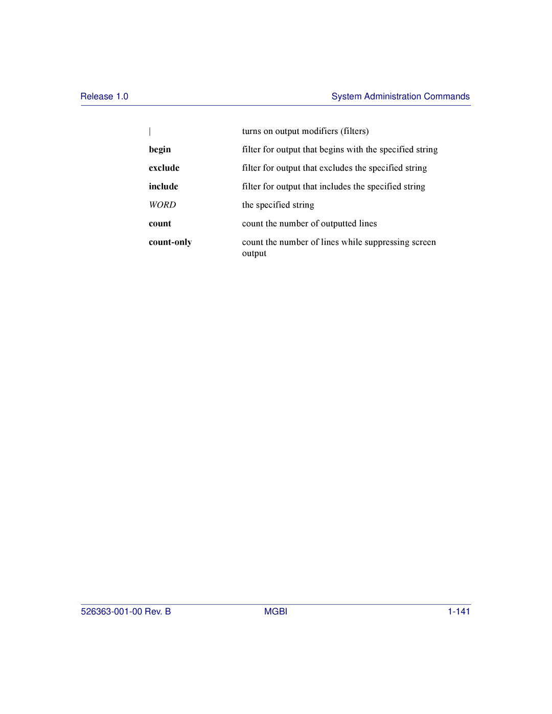 Motorola BSR 2000 manual Filter for output that begins with the specified string 