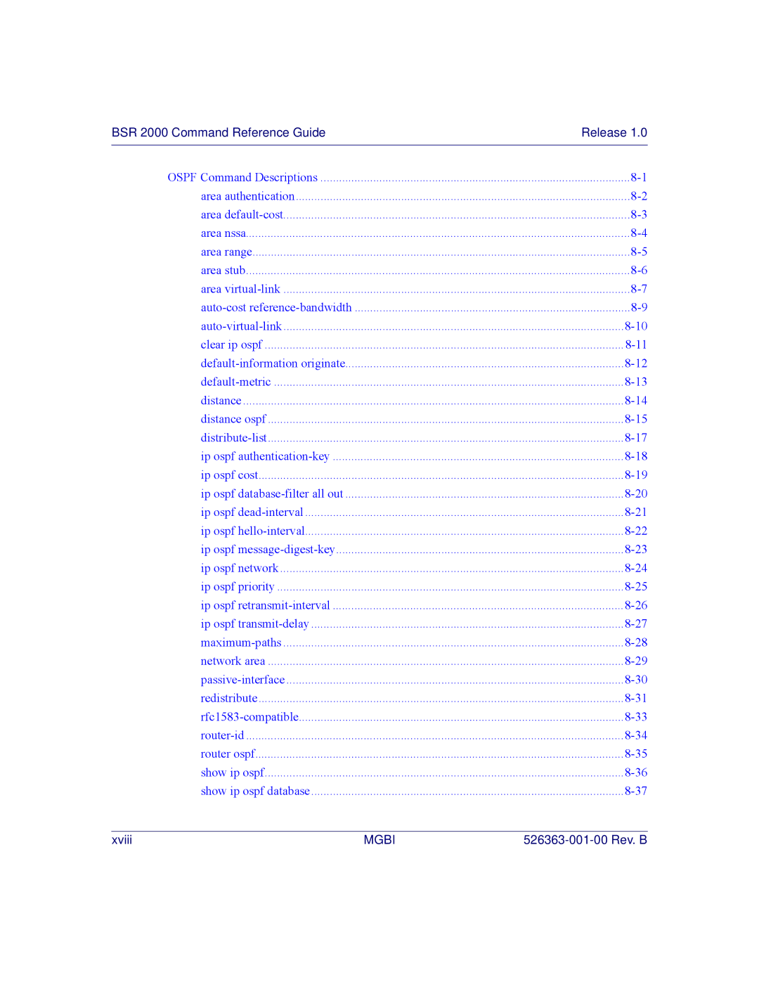 Motorola BSR 2000 manual Xviii 