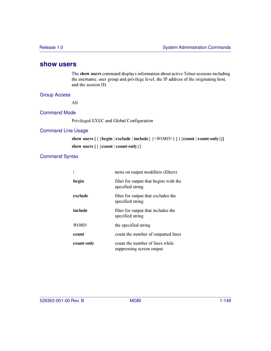 Motorola BSR 2000 manual Show users, Begin 