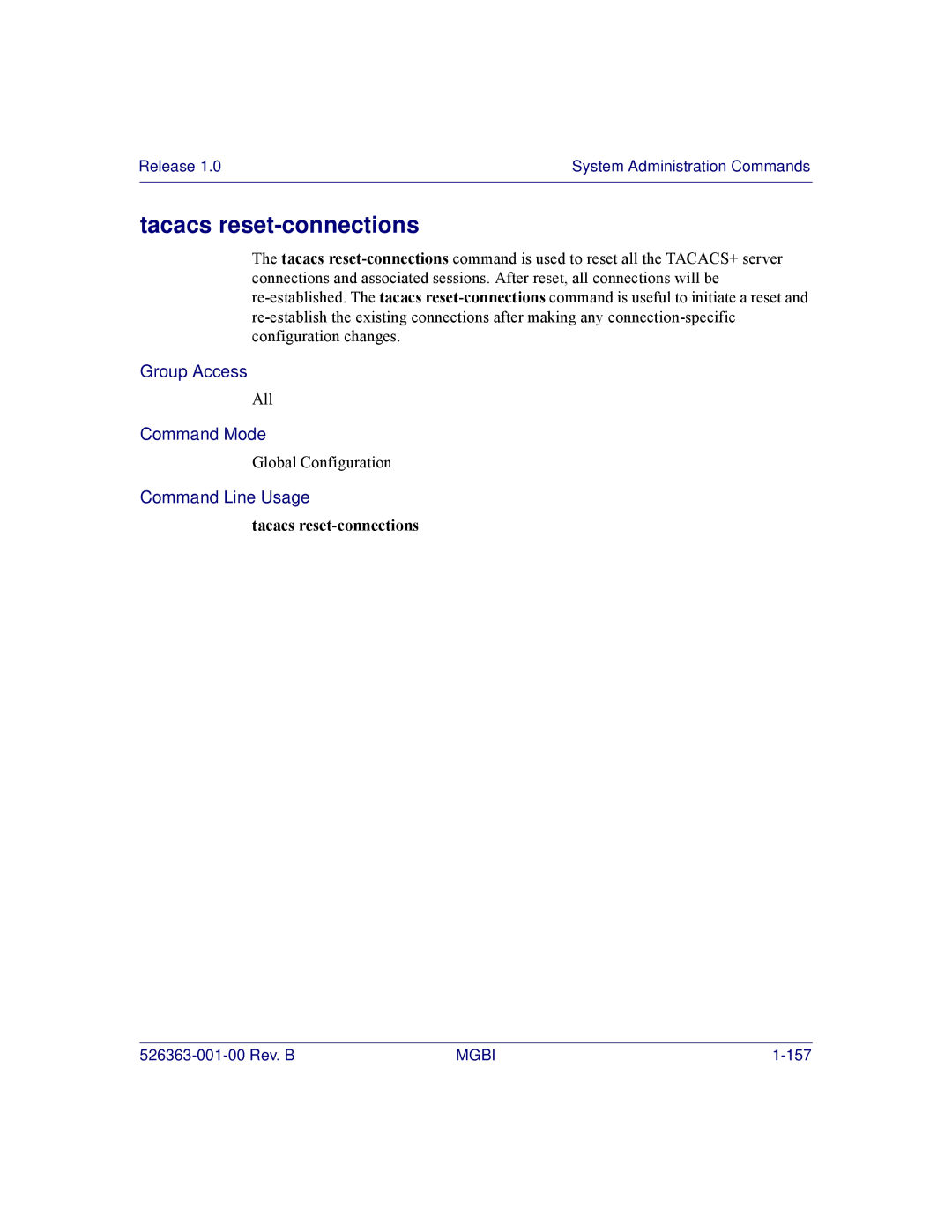 Motorola BSR 2000 manual Tacacs reset-connections 