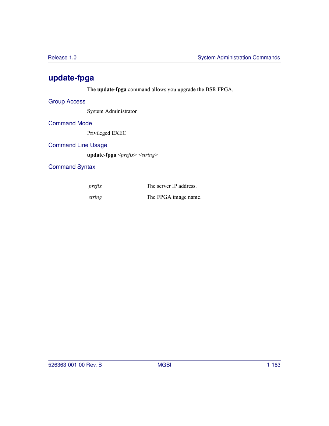 Motorola BSR 2000 manual Update-fpga prefix string 