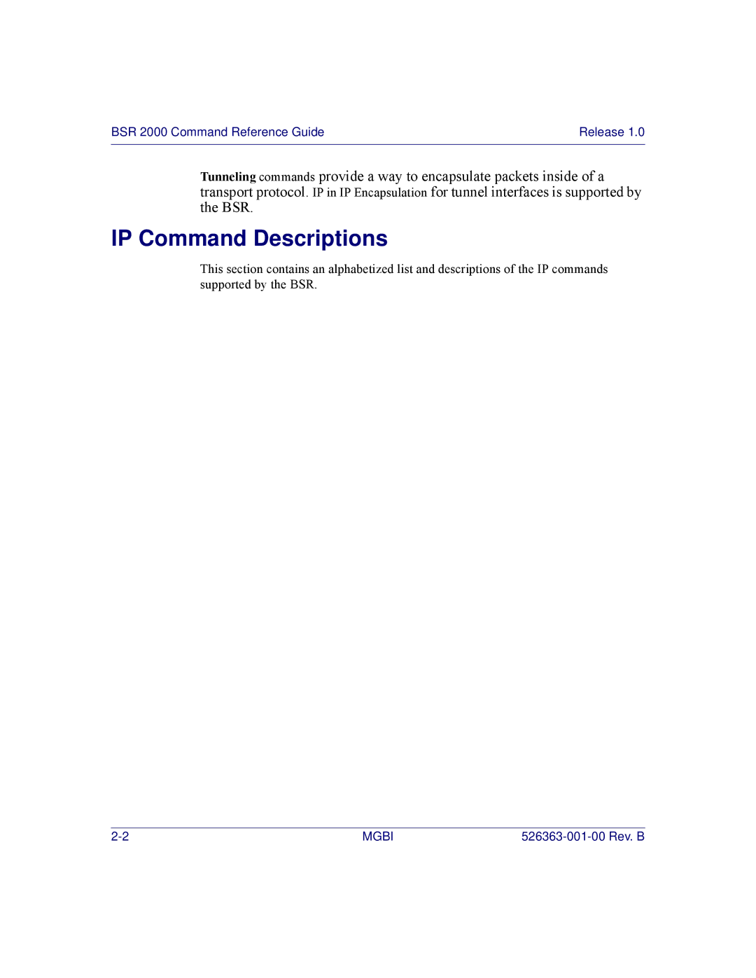 Motorola BSR 2000 manual IP Command Descriptions 