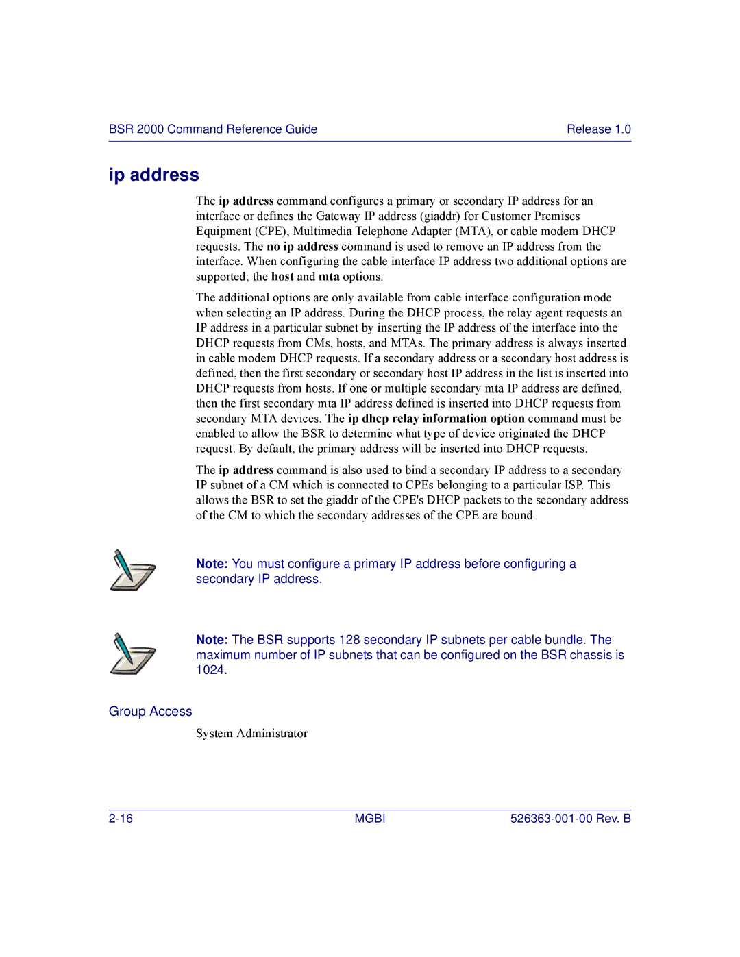 Motorola BSR 2000 manual Ip address 