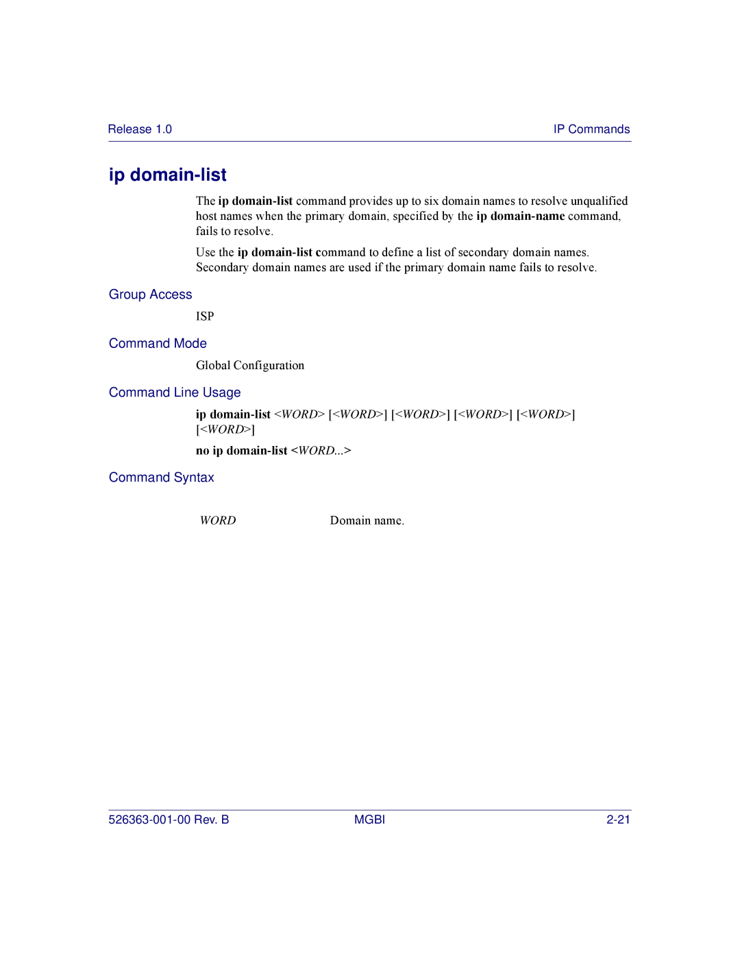 Motorola BSR 2000 manual Ip domain-list, No ip domain-list Word 